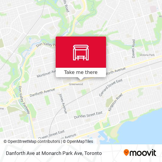 Danforth Ave at Monarch Park Ave map