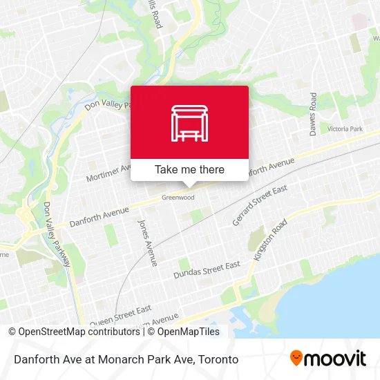 Danforth Ave at Monarch Park Ave map