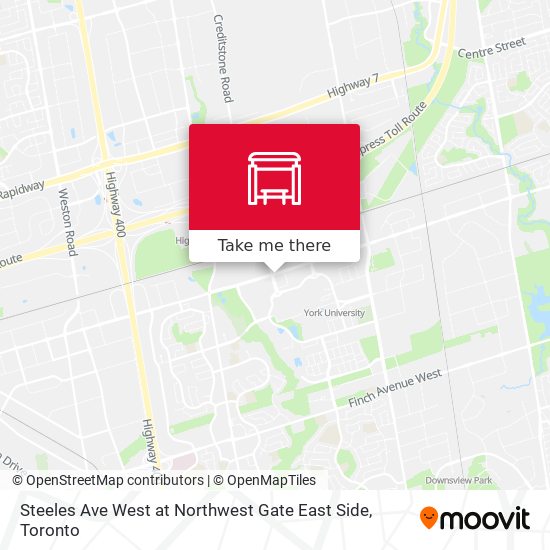 Steeles Ave West at Northwest Gate East Side map