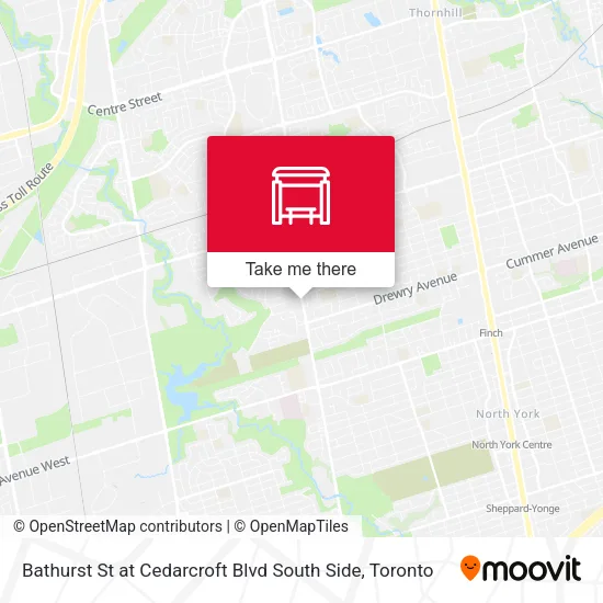 Bathurst St at Cedarcroft Blvd South Side map