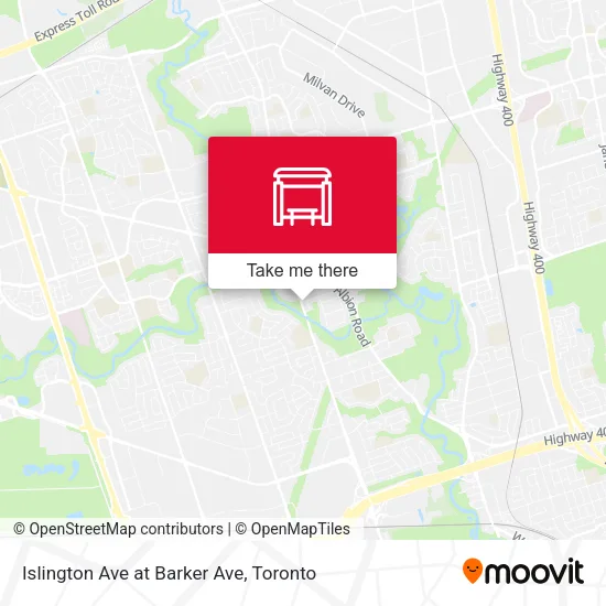 Islington Ave at Barker Ave map