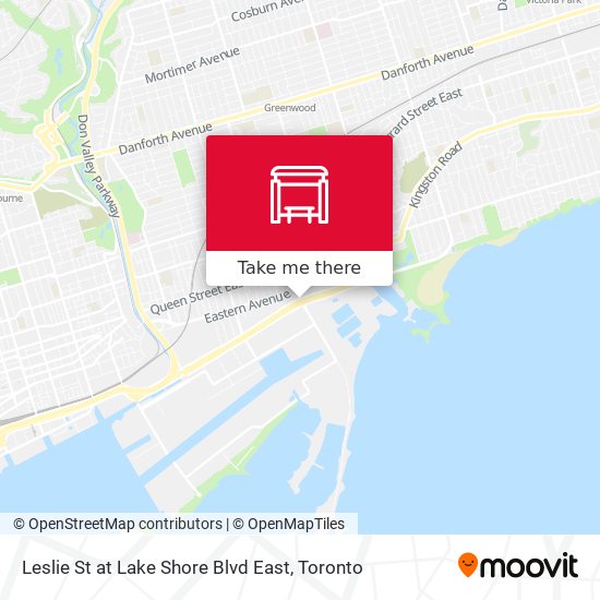 Leslie St at Lake Shore Blvd East map