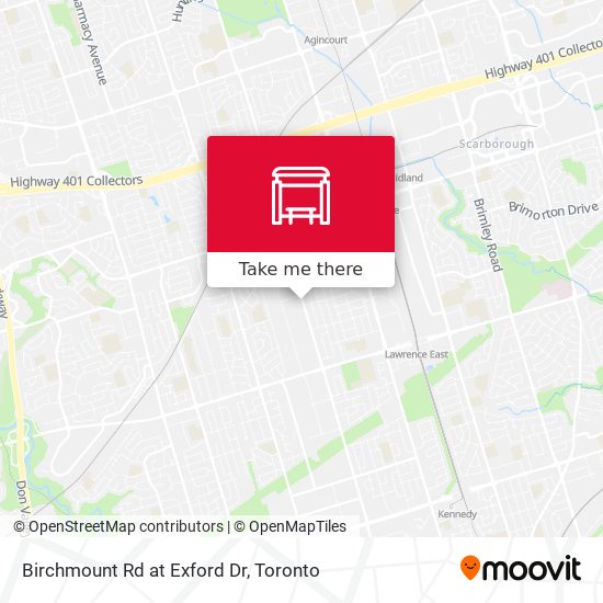 Birchmount Rd at Exford Dr map