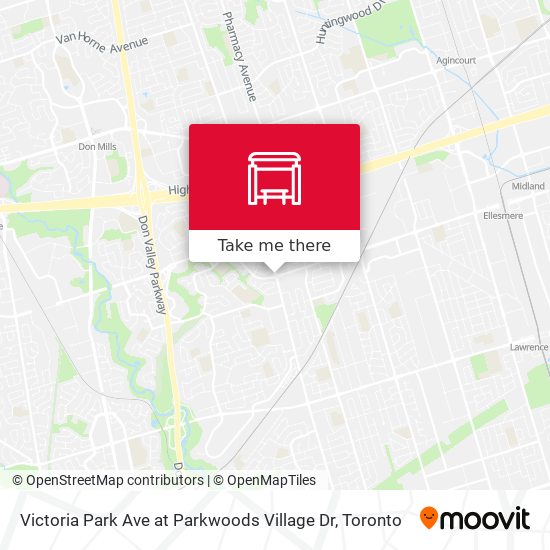 Victoria Park Ave at Parkwoods Village Dr map