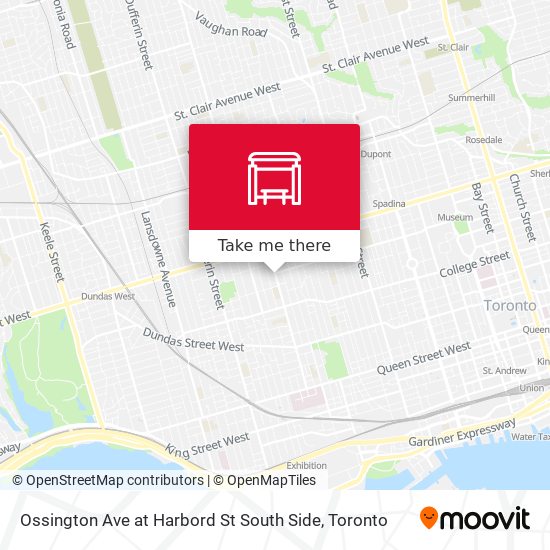Ossington Ave at Harbord St South Side map