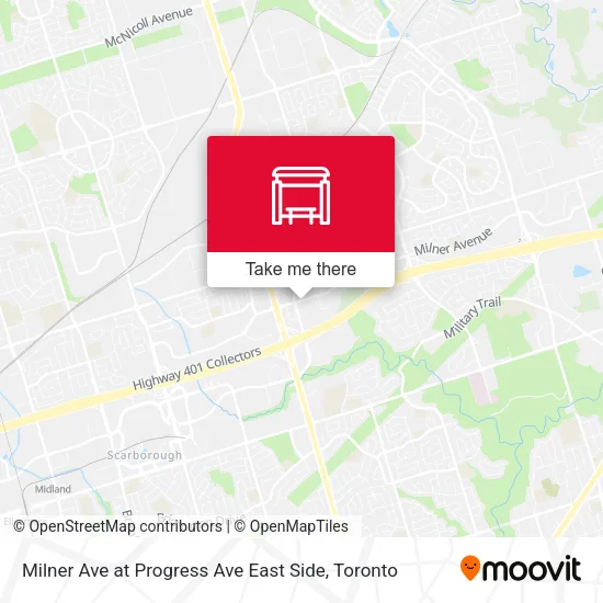 Milner Ave at Progress Ave East Side map
