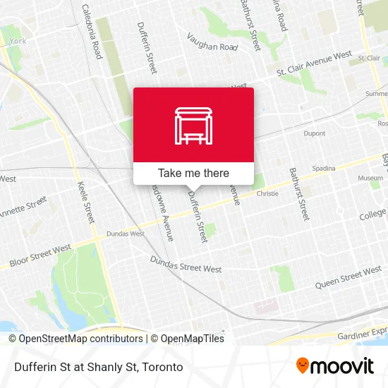 Dufferin St at Shanly St map
