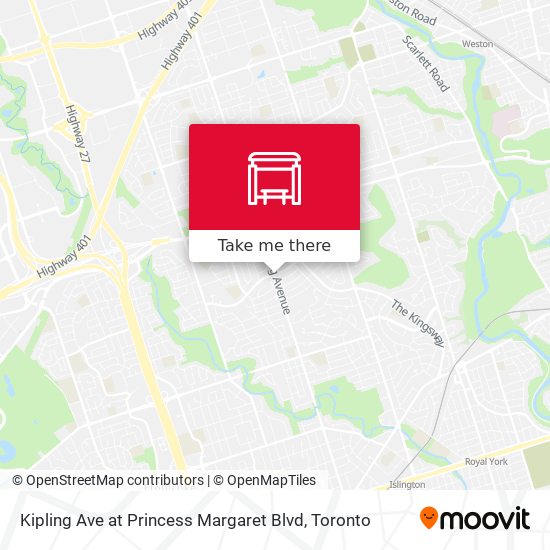 Kipling Ave at Princess Margaret Blvd map