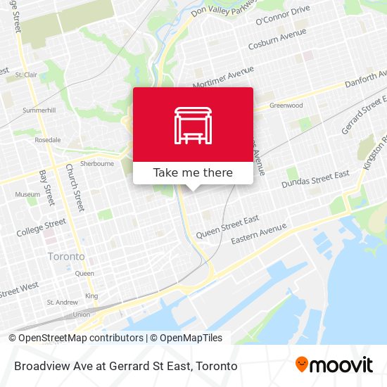Broadview Ave at Gerrard St East map