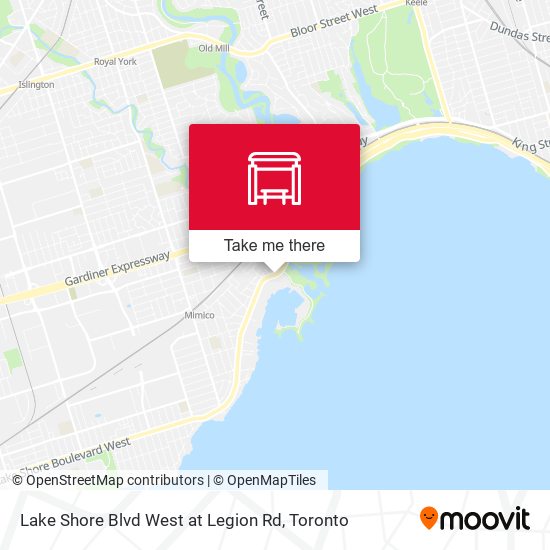 Lake Shore Blvd West at Legion Rd map
