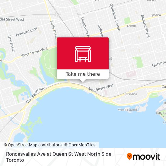 Roncesvalles Ave at Queen St West North Side map