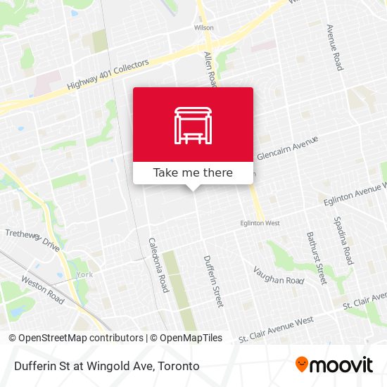 Dufferin St at Wingold Ave map
