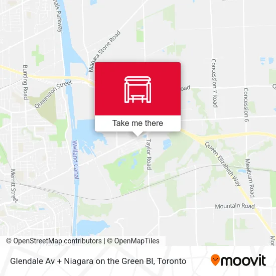 Glendale Av + Niagara on the Green Bl map