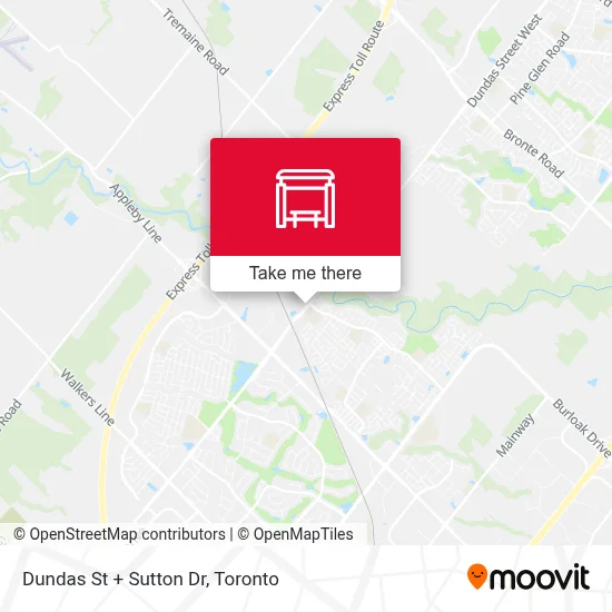 Dundas St + Sutton Dr map