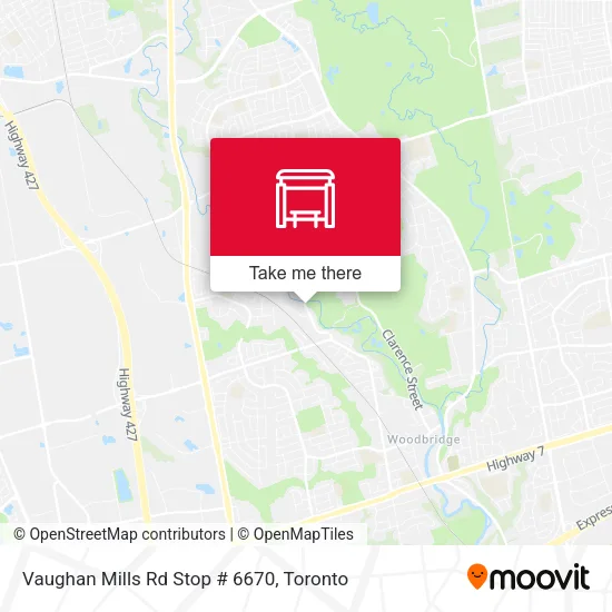 Vaughan Mills Rd Stop # 6670 map