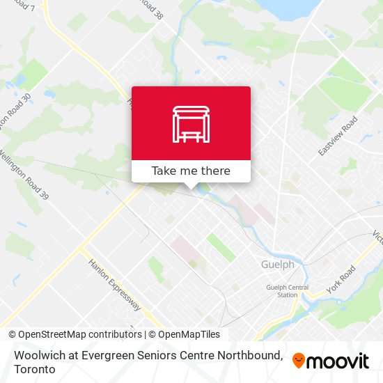 Woolwich at Evergreen Seniors Centre Northbound map