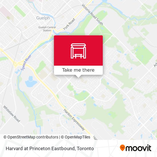 Harvard at Princeton Eastbound map