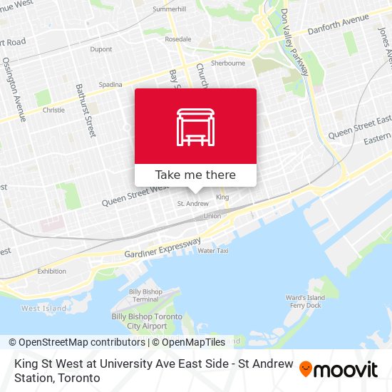 King St West at University Ave East Side - St Andrew Station map