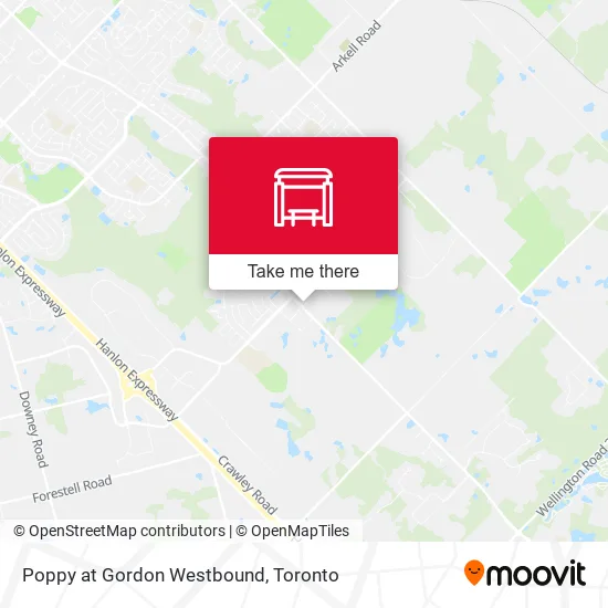 Poppy at Gordon Westbound map