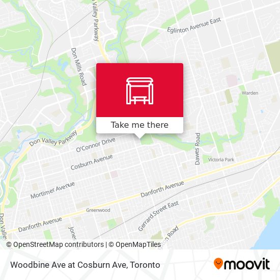 Woodbine Ave at Cosburn Ave map