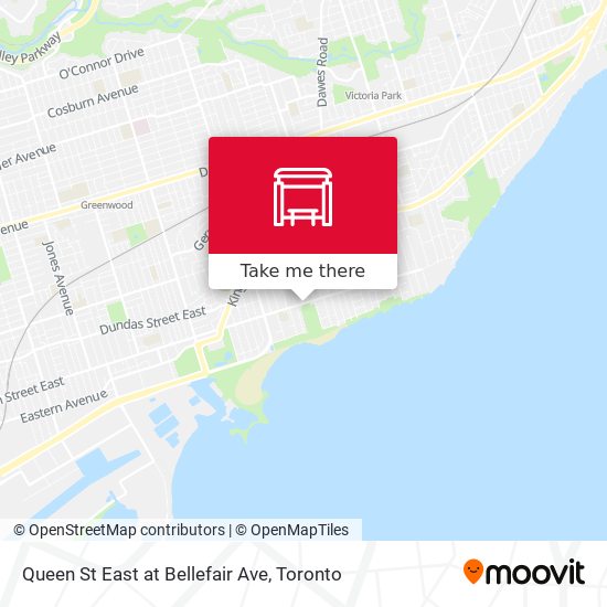 Queen St East at Bellefair Ave map