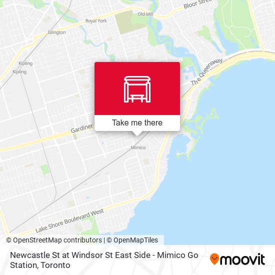 Newcastle St at Windsor St East Side - Mimico Go Station map