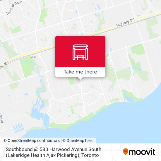Southbound @ 580 Harwood Avenue South (Lakeridge Health Ajax Pickering) map