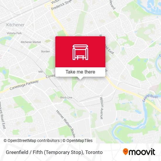 Greenfield / Fifth (Temporary Stop) map