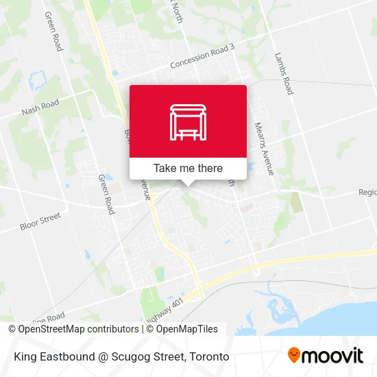 King Eastbound @ Scugog Street map