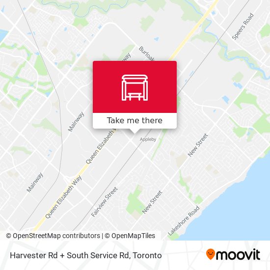 Harvester Rd + South Service Rd map