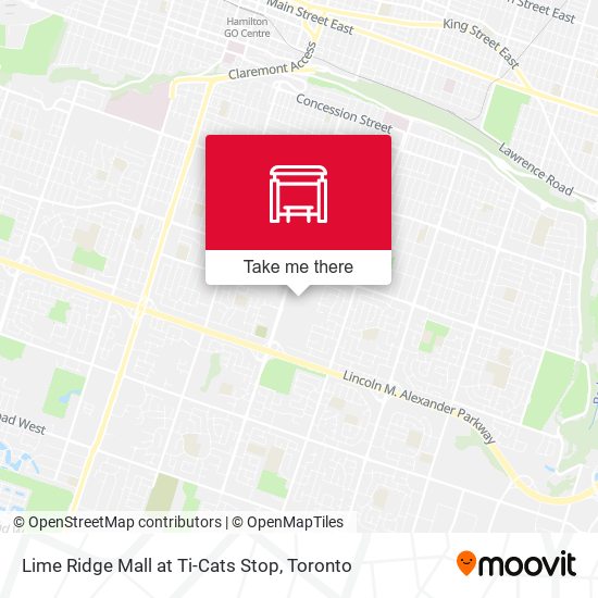 Lime Ridge Mall at Ti-Cats Stop map