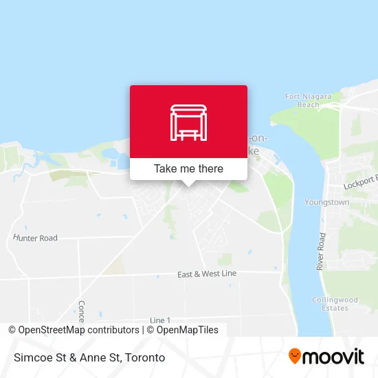 Simcoe St & Anne St map