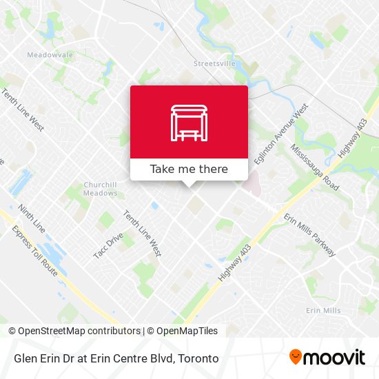 Glen Erin Dr at Erin Centre Blvd map