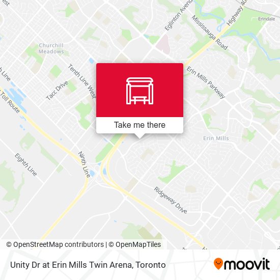 Unity Dr at Erin Mills Twin Arena map