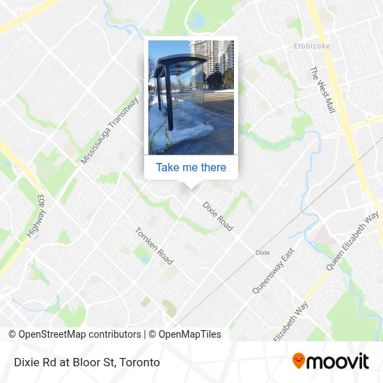 Dixie Rd at Bloor St map
