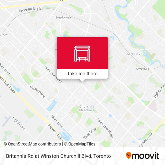 Britannia Rd at Winston Churchill Blvd map