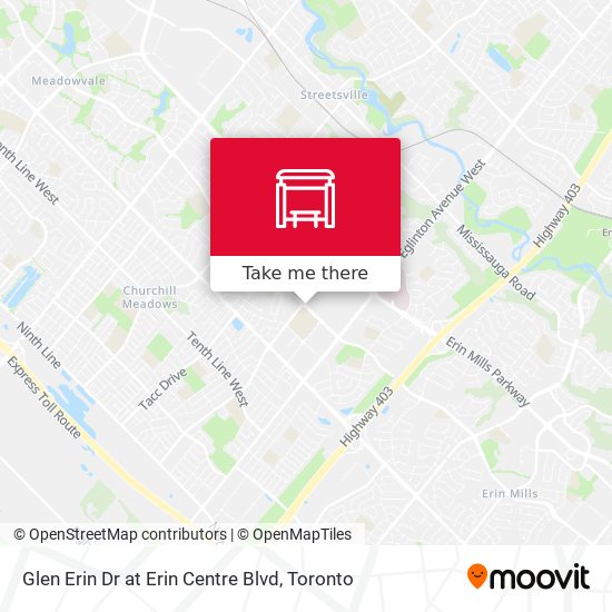 Glen Erin Dr at Erin Centre Blvd map