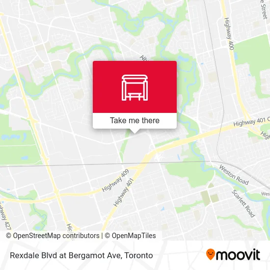 Rexdale Blvd at Bergamot Ave map