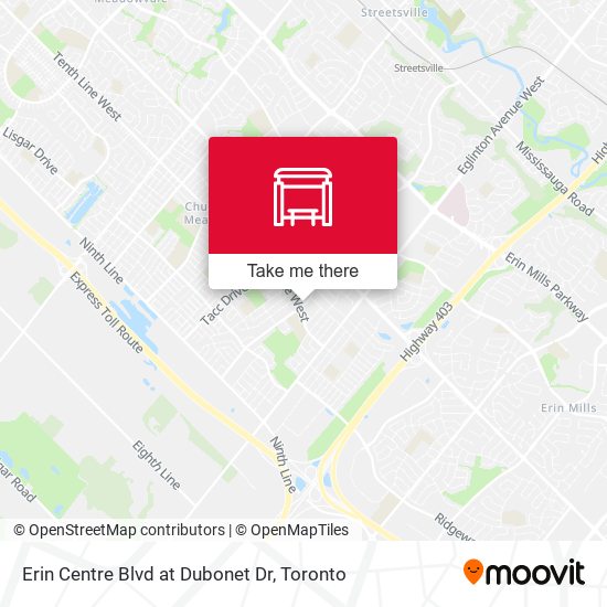 Erin Centre Blvd at Dubonet Dr map