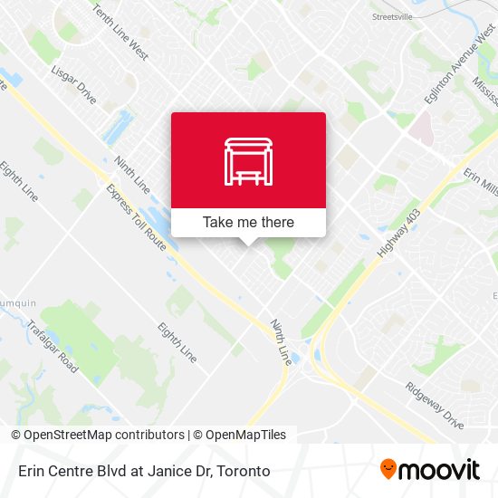 Erin Centre Blvd at Janice Dr map