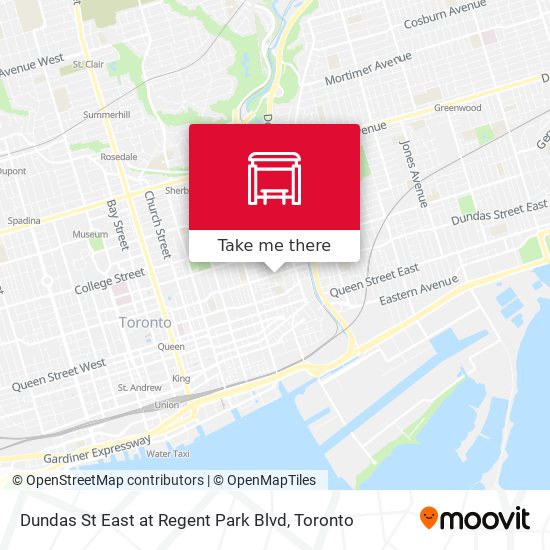 Dundas St East at Regent Park Blvd map