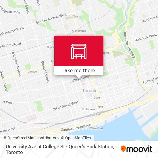 University Ave at College St - Queen's Park Station map