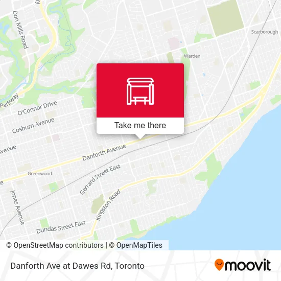 Danforth Ave at Dawes Rd map