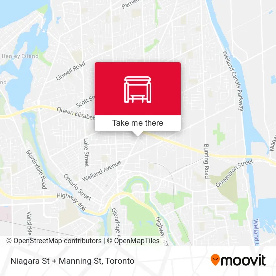 Niagara St + Manning St map