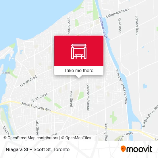 Niagara St + Scott St map