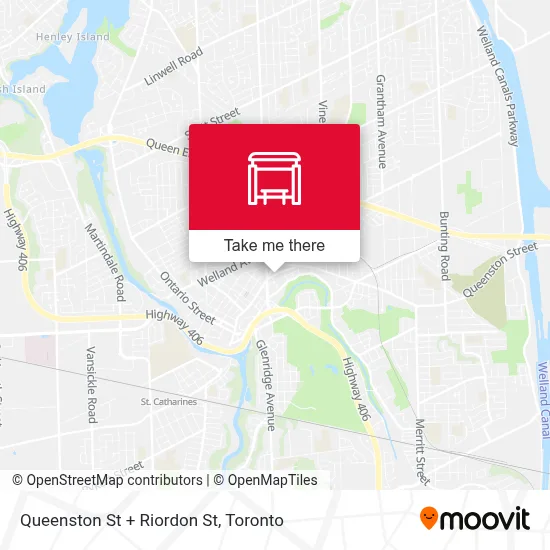 Queenston St + Riordon St map