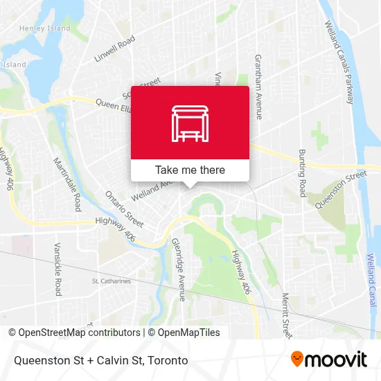 Queenston St + Calvin St map