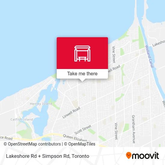 Lakeshore Rd + Simpson Rd map