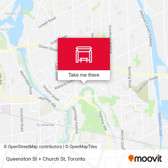 Queenston St + Church St map