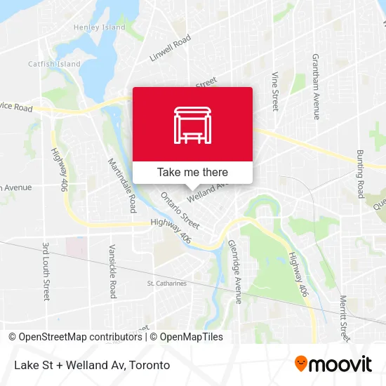 Lake St + Welland Av map